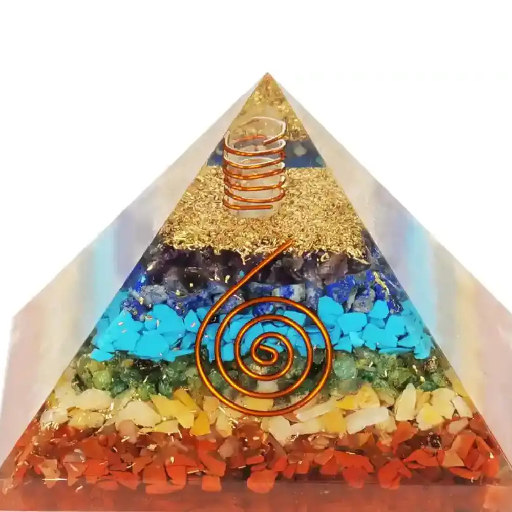 7 Chakra Orgonite Pyramid Chakra Healing, Positive Energy, Reiki, Money, Health, Good Luck, Prosperity, Feng Shui, Vastu Correction Office Home Decor Gift - Image 2