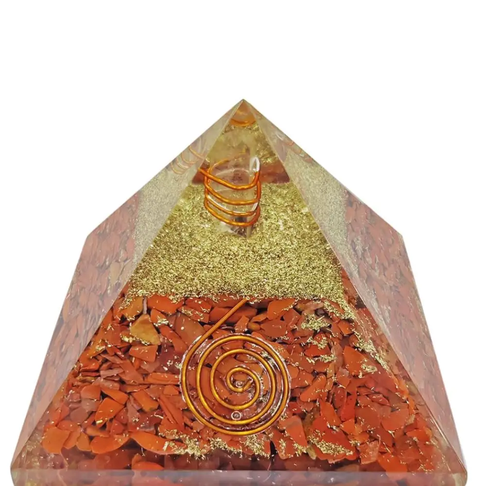 Energy Generator Red Jasper Orgone Pyramid For Vastu Correction, Aura Cleansing & Stress Relives