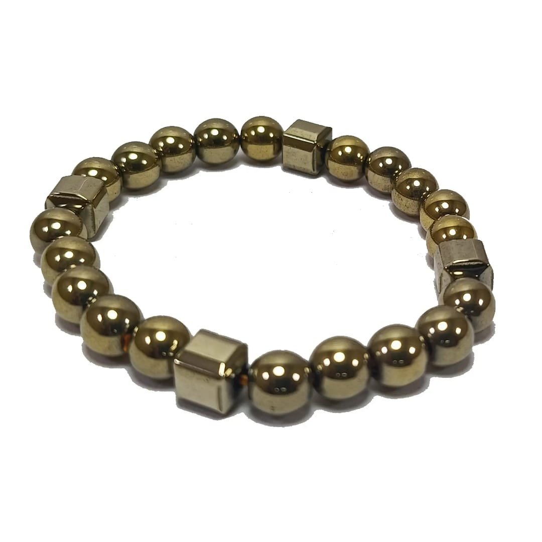Golden Pyrite Cube Bracelet for Money Attraction & Prosperity