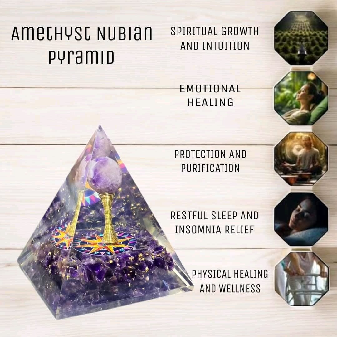 Feng Shui/ Vastu Amethyst Nubian Orgone Pyramid