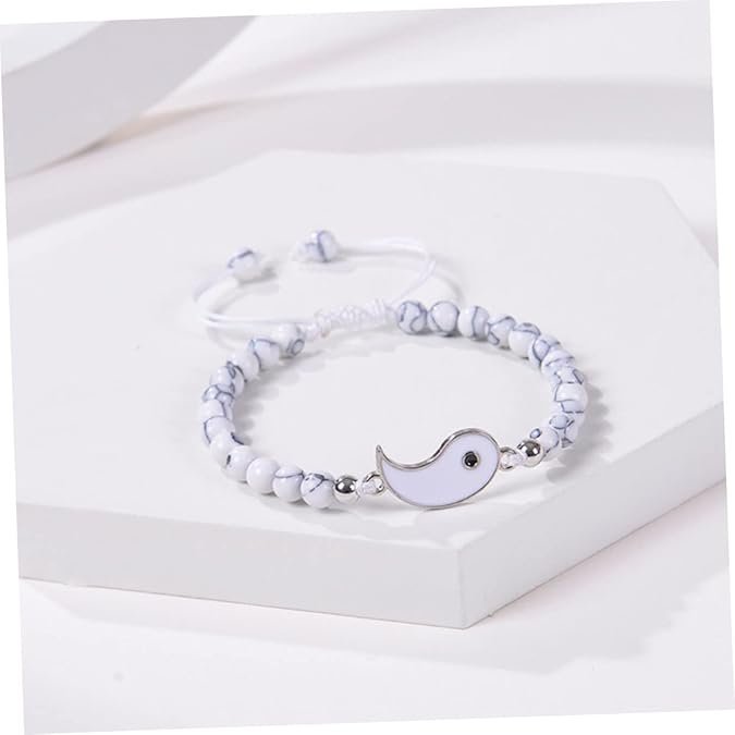 Feng Shui Yin Yang Black Onyx and White Howlite Crystal Stone Bracelets For Relationship & Prosperity - Image 2