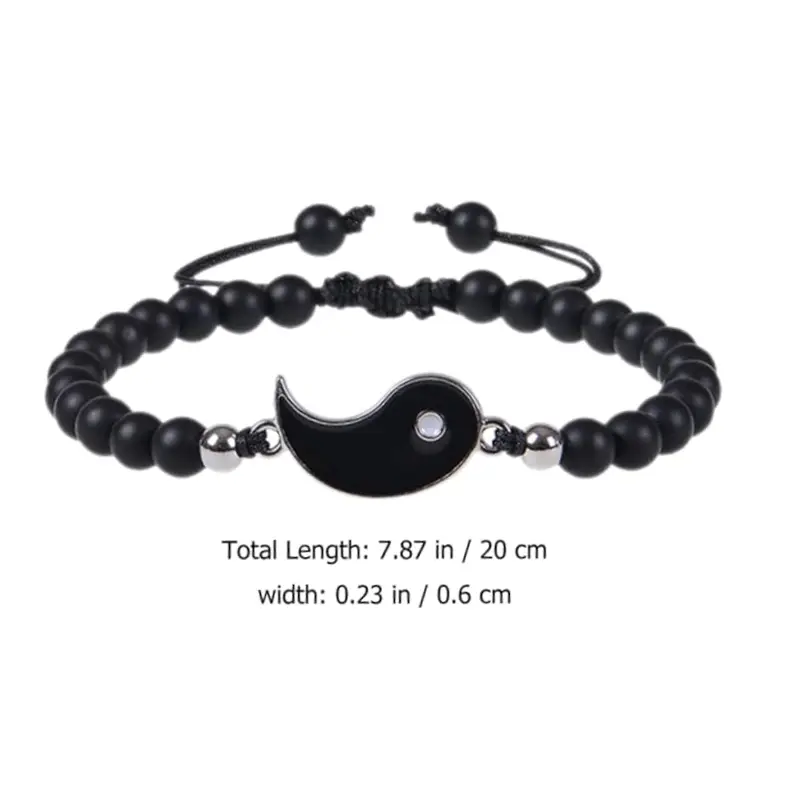 Feng Shui Yin Yang Black Onyx and White Howlite Crystal Stone Bracelets For Relationship & Prosperity - Image 3