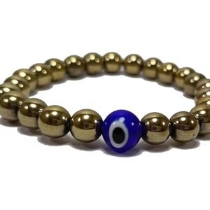 Pyrite Cube Evil Eye Bracelet