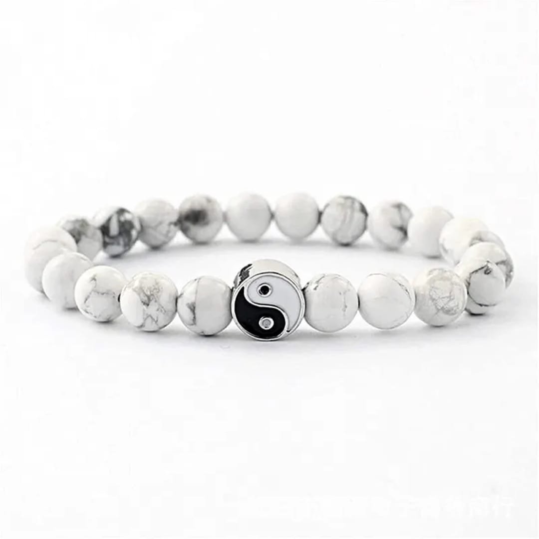 Feng Shui Yin Yang Black Onyx and White Howlite Crystal Stone Bracelets For Relationship & Prosperity - Image 5