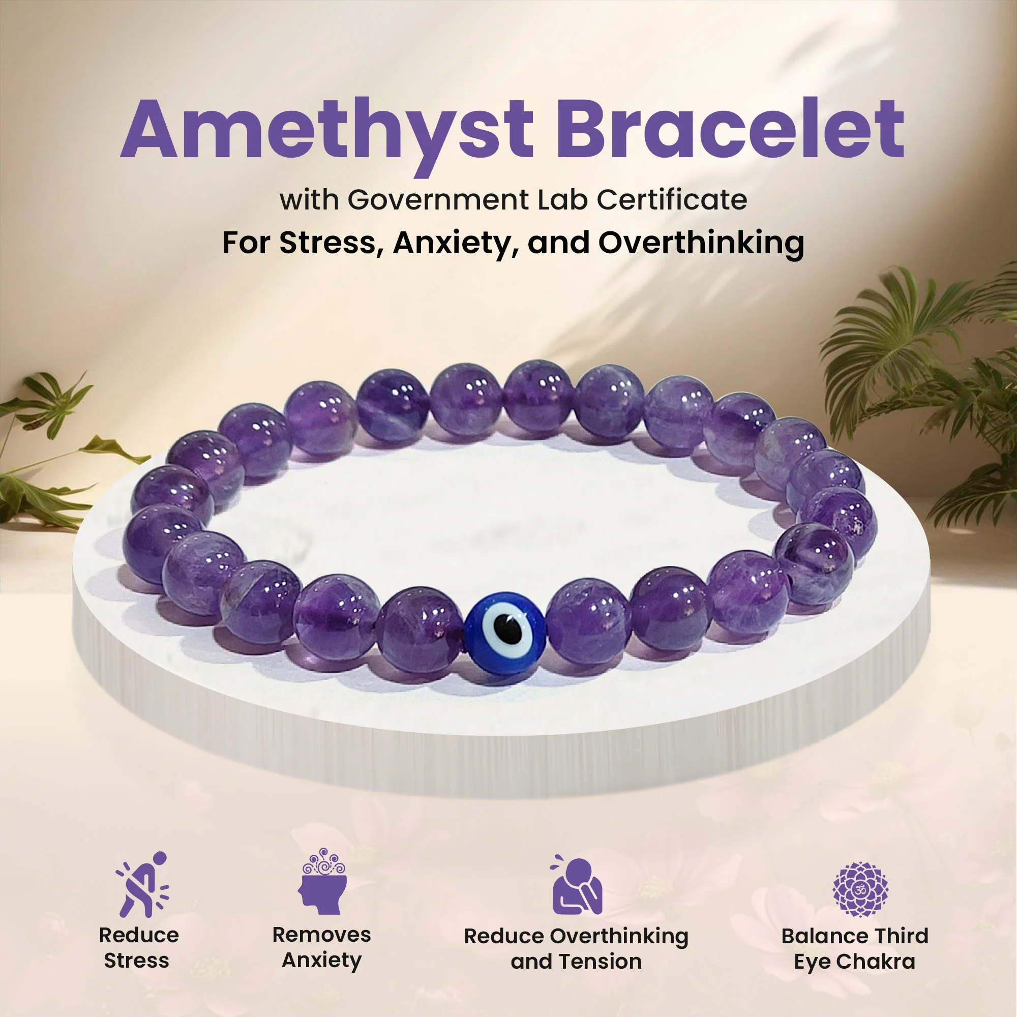 Amethyst Evil Eye Bracelet