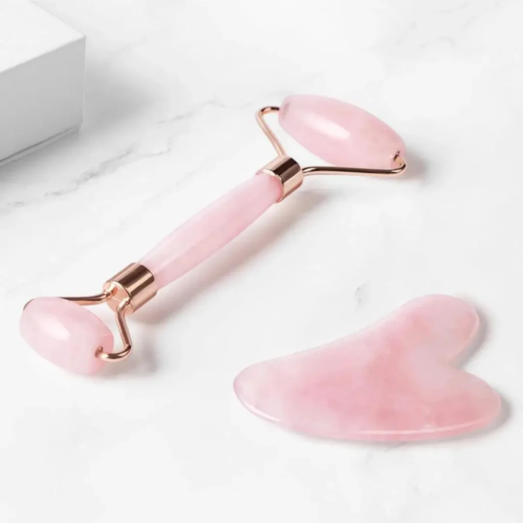 Rose Quartz Roller & Gua Sha Set - Image 2