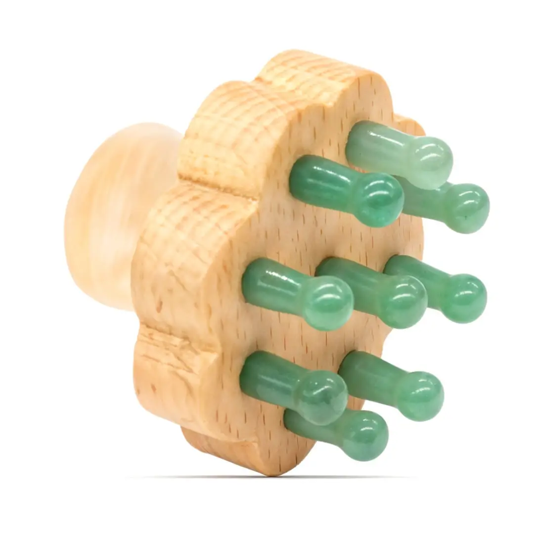 Natural Jade Green Crystal Scalp Massager Tool for Haircare & Relaxation