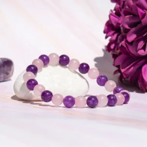 Rose Quartz and Amethyst Bracelet For Mind Healing, Love, Romance & Relationship