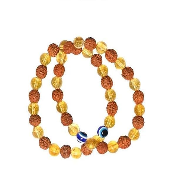 Rudraksha, Citrine & Evil Eye Bracelet- A Powerful Miracle Bracelet - Image 5