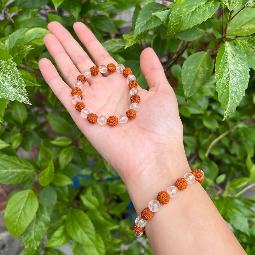 Clear Quartz Rudraksha Bracelet - Image 8