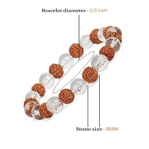 Clear Quartz Rudraksha Bracelet - Image 7