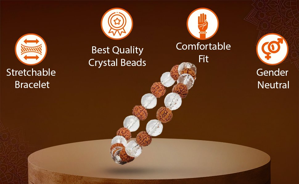 Clear Quartz Rudraksha Bracelet - Image 6
