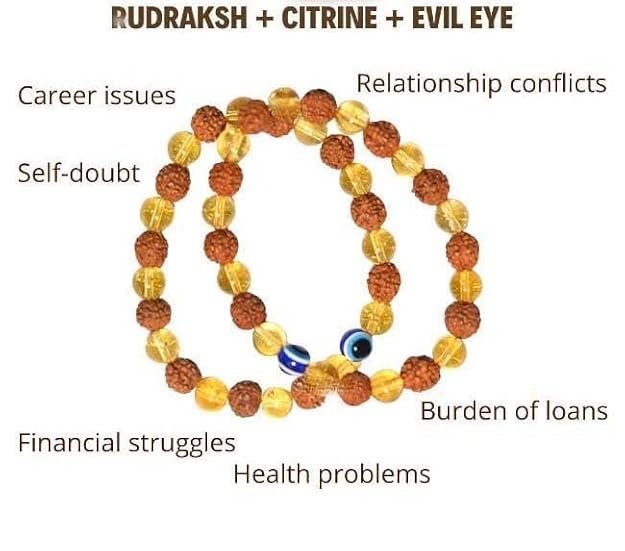 Rudraksha, Citrine & Evil Eye Bracelet- A Powerful Miracle Bracelet - Image 3