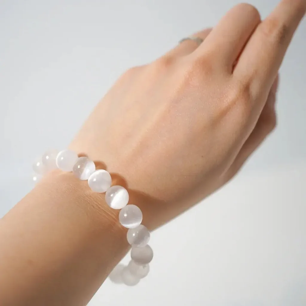 Selenite Bracelet - For Aura Cleansing, Inner Bliss and Metal Clarity - Image 3