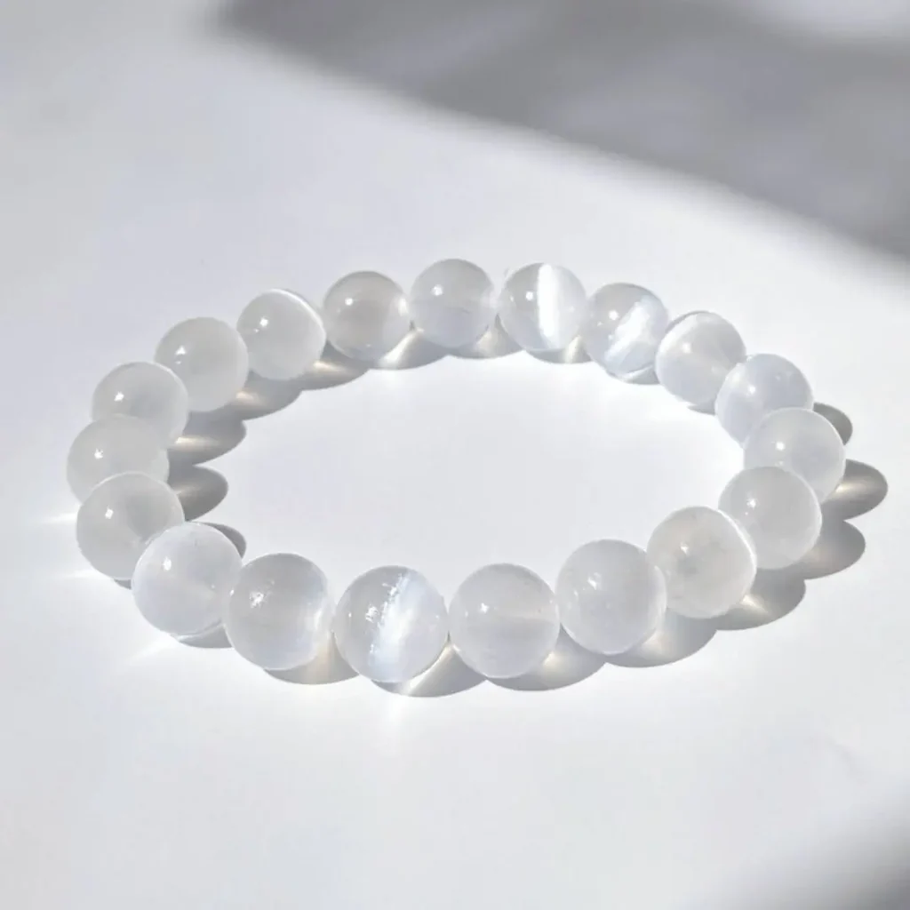 Selenite Bracelet - For Aura Cleansing, Inner Bliss and Metal Clarity - Image 4